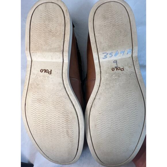 Men\'s Polo Ralph Lauren Canvas‎ Leather Loafers Green & Brown, Size 9D Boat Shoe